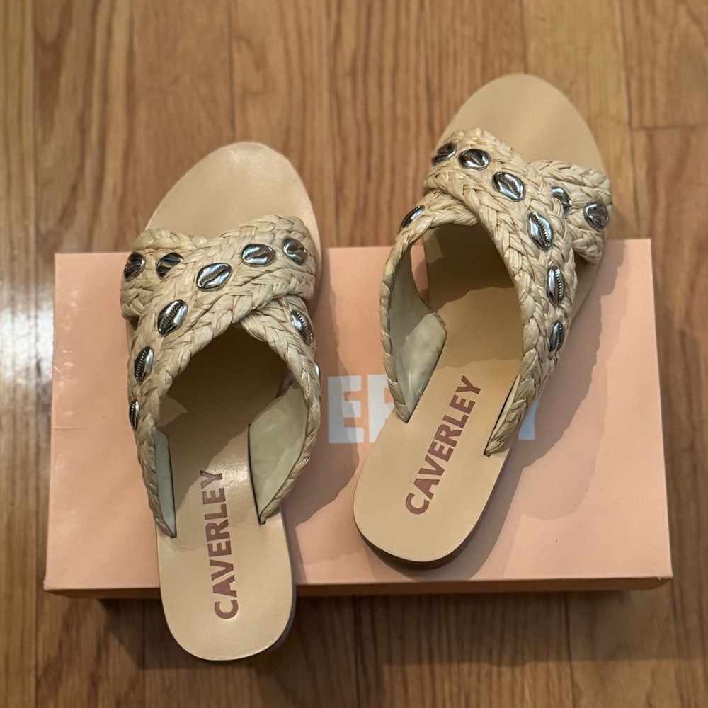 CAVERLEY Jenkin Shell Slide Sandals - Women's Size 7 - 7.5 (EU 38) - New In Box - Picture 2 of 10